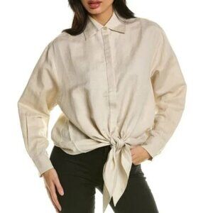 Ronny Kobo Talia Linen-Blend Top Size Medium